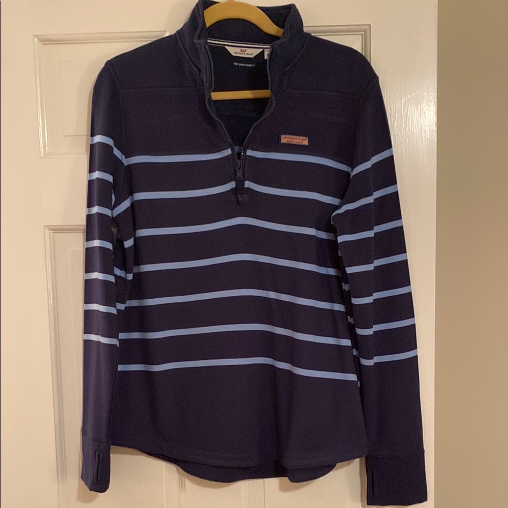 Vineyard Vines, ladies, striped quarter zip shep shirt